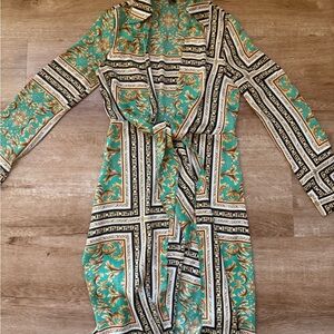 Green Patterned Wrap Dress